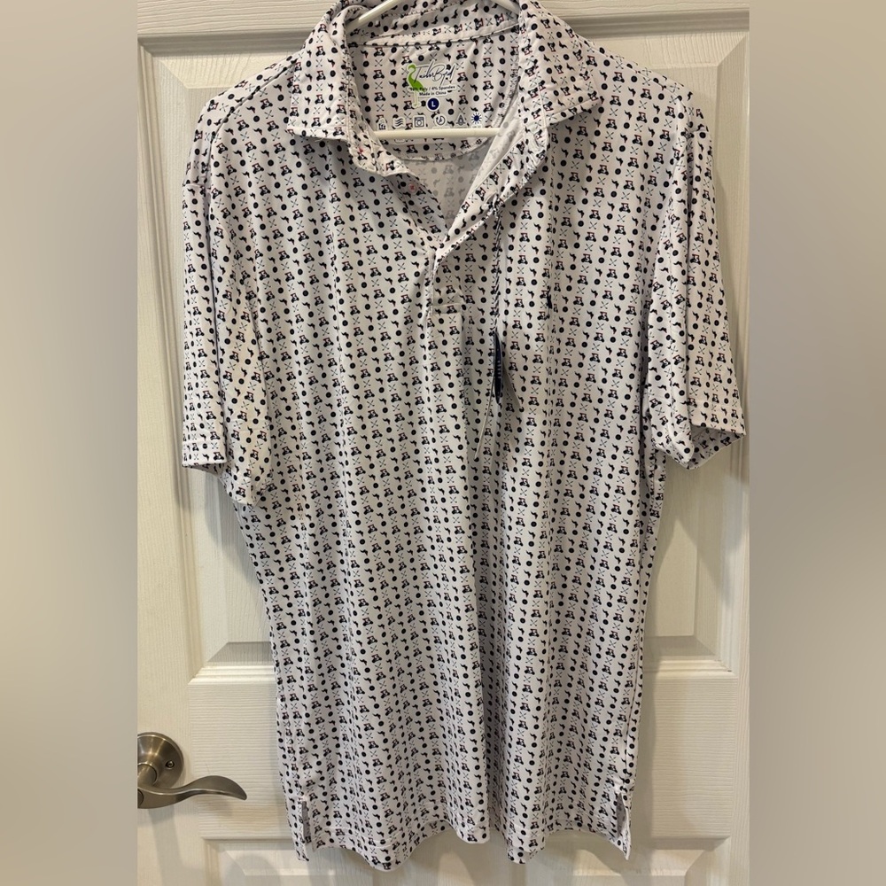 Tailorbyrd White Golf Cart Polo Golf Shirt‎